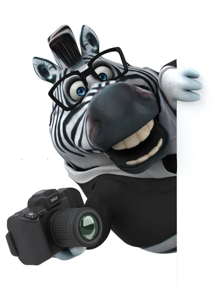 Fun cartoon character with camera   - 3D Illustration