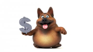 Dolar ile eğlenceli çizgi film karakteri - 3 boyutlu animasyon