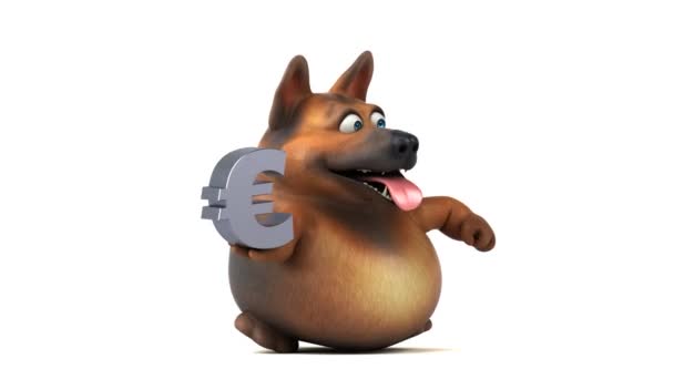 Веселий Персонаж Мультфільму Собаки Анімацією Євро — стокове відео