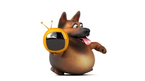 Leuke Cartoon Karakter Hond Met Animatie — Stockvideo
