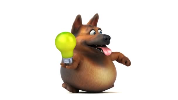 Spaß Hund Zeichentrickfigur Mit Glühbirne Animation — Stockvideo