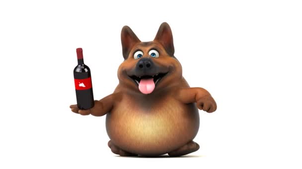 Lustige Cartoon Figur Mit Wein Animation — Stockvideo