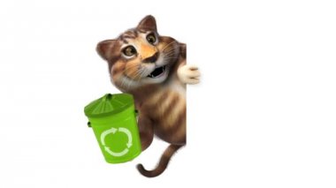 Çöp kutusuyla eğlenceli çizgi film karakteri - 3 boyutlu animasyon 