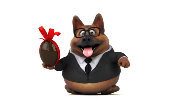 Personagem Desenho Animado Cão Divertido Com Ovo Animação — Vídeo de Stock