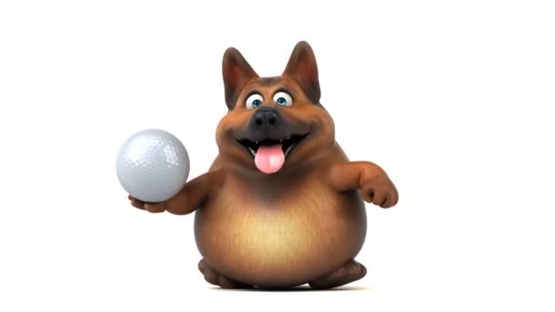 Legrační karikatura charakter psa s míč - 3d animace 