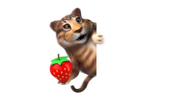 Funny Cartoon Character Strawberry Animation — Stock Video