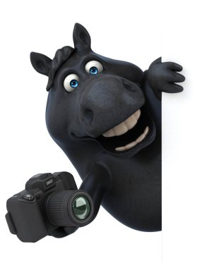 Eğlenceli çizgi film karakteri ile fotoğraf makinesi - 3d çizim