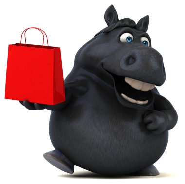 Komik çizgi film karakteri ile çanta - 3d çizim