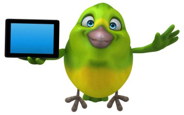Komik çizgi film karakteri ile tablet - 3d çizim