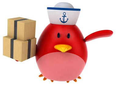 -3d çizim eğlenceli çizgi film karakteri ile kutuları