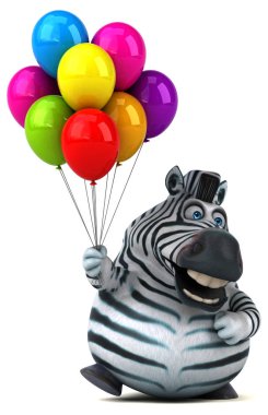 -3d çizim ile eğlenceli zebra balonlar