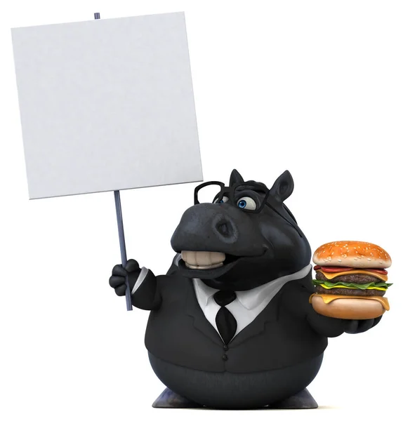 Amusant Personnage Dessin Animé Avec Hamburger Animation — Photo