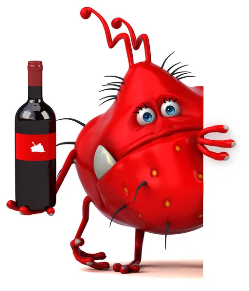 Lustige Cartoon Figur Mit Wein Illustration — Stockfoto