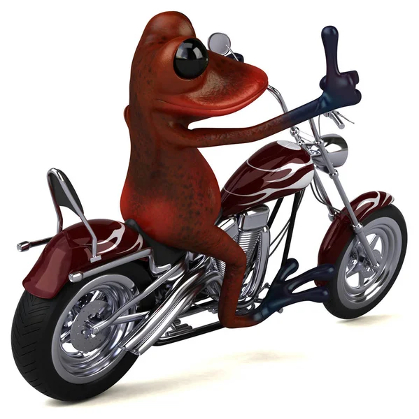 Веселий Мультиплікаційний Персонаж Мотоциклі Illustration — стокове фото