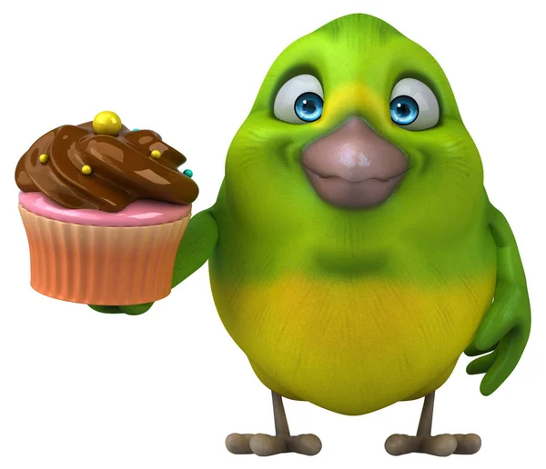 Spaß Cartoon Figur Mit Cupcake Illustration — Stockfoto