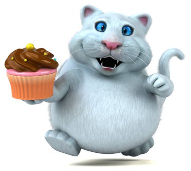 Komik karikatür karakter ile cupcake - 3d çizim