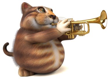 Müzik - 3d çizim eğlenceli çizgi film karakteri 