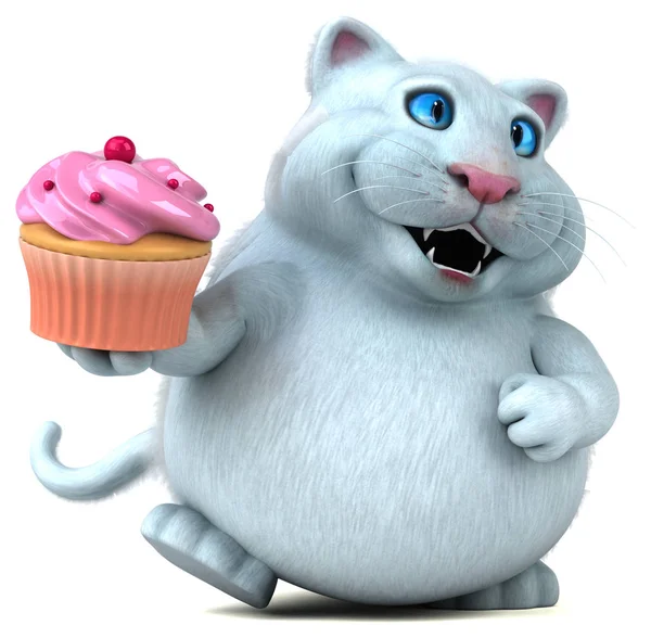 Komik karikatür karakter ile cupcake - 3d çizim