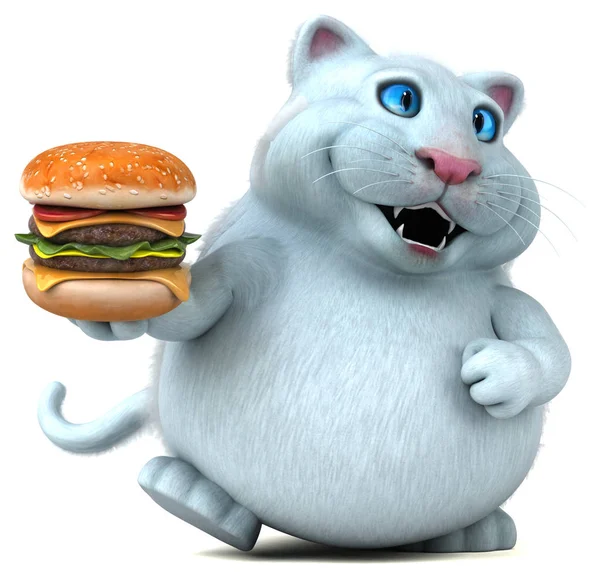 Hamburgerli komik çizgi film karakteri - 3 boyutlu animasyon