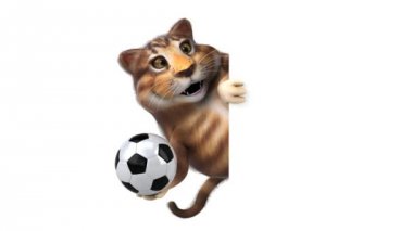 Eğlenceli kedi karakteri ile topu - 3d animasyon