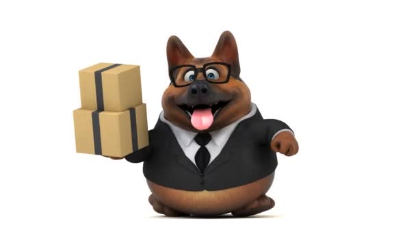 Fun Cartoon Character Dog Boxes Animation — Stock Video