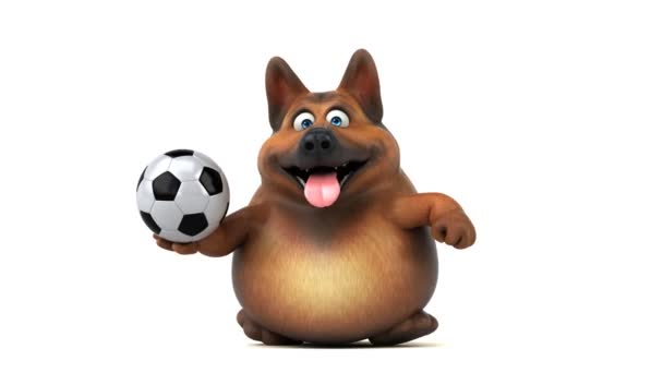 Spaß Hund Zeichentrickfigur mit Ball - 3D-Animation 