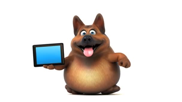 Cão Divertido Personagem Desenho Animado Com Tablet Animação — Vídeo de Stock