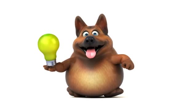 Fun Dog Cartoon Character Light Bulb Animation — Stock Video