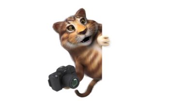 Eğlenceli çizgi film karakteri ile kamera - 3d animasyon 