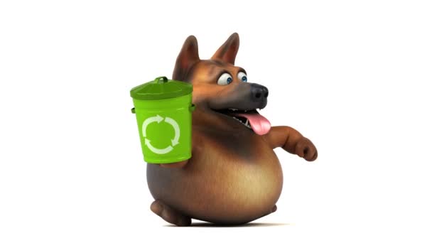 Fun Dog Cartoon Character Bin Animation — Stock Video