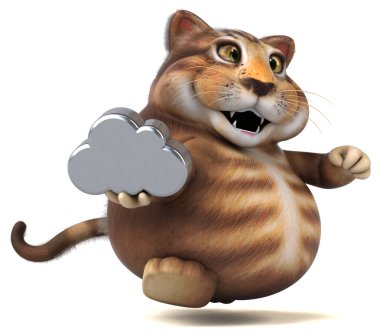 Eğlenceli çizgi film karakteri ile bulut - 3d çizim 