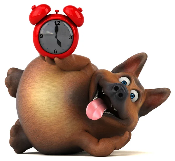 Alarm saati olan komik çizgi film karakteri - 3B İllüstrasyon