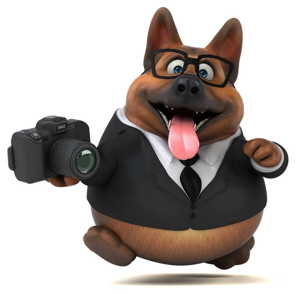 Забавна Мультиплікаційна Собака Символ Камерою Анімація — стокове фото