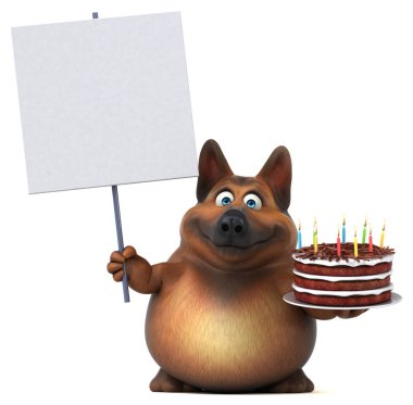 Komik çizgi film karakteri ile kek - 3d çizim