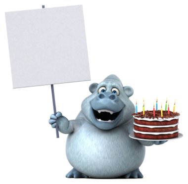 Komik çizgi film karakteri ile kek - 3d çizim