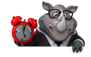 Alarm saati olan komik çizgi film karakteri - 3B İllüstrasyon