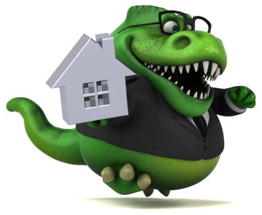 komik çizgi film karakteri ile ev - 3d çizim