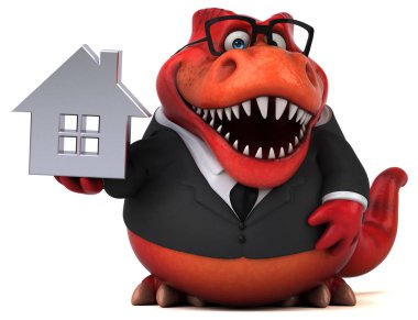 komik çizgi film karakteri ile ev - 3d çizim