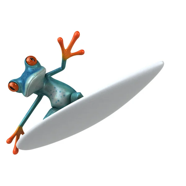 Zábava Žába Surfování Ilustrace — Stock fotografie