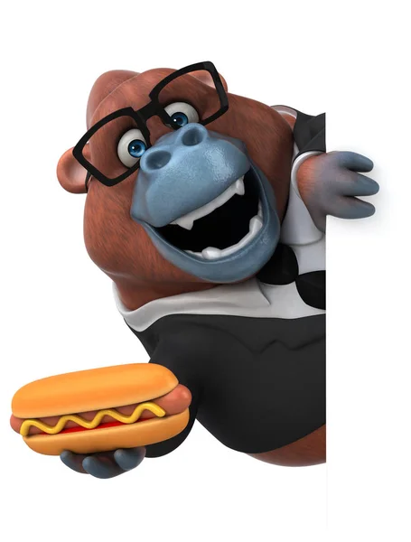 Personagem Desenho Animado Divertido Com Hotdog Ilustração — Fotografia de Stock