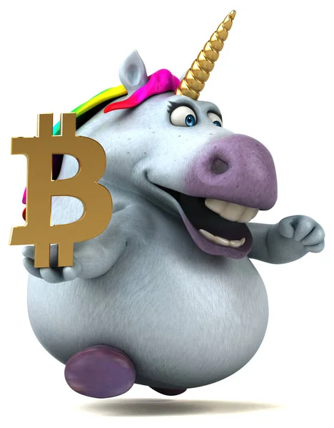 Grappige Cartoon Karakter Met Bitcoin Illustratie — Stockfoto