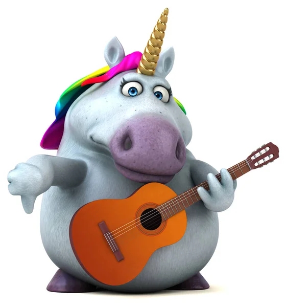 Fun cartoon character playing music  - 3D illustration