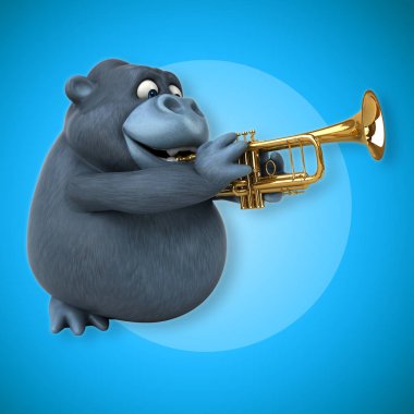 Müzik - 3d çizim eğlenceli çizgi film karakteri