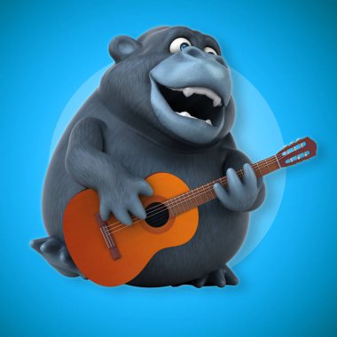 Müzik - 3d çizim eğlenceli çizgi film karakteri