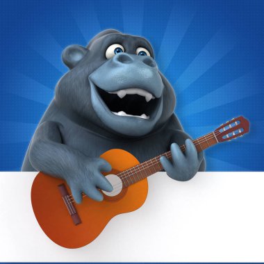 Müzik - 3d çizim eğlenceli çizgi film karakteri