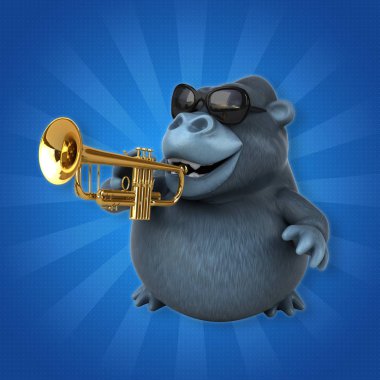 Müzik - 3d çizim eğlenceli çizgi film karakteri