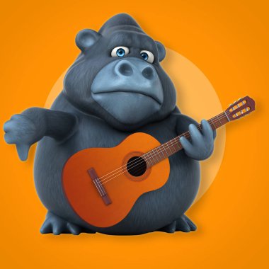 Müzik - 3d çizim eğlenceli çizgi film karakteri