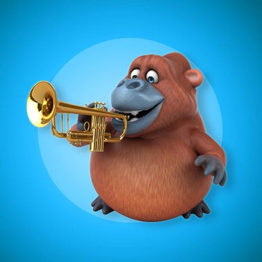 Müzik - 3d çizim eğlenceli çizgi film karakteri