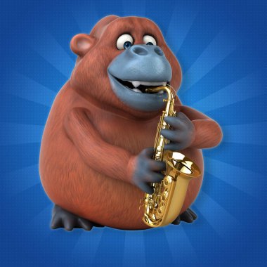 Müzik - 3d çizim eğlenceli çizgi film karakteri