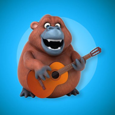 Müzik - 3d çizim eğlenceli çizgi film karakteri